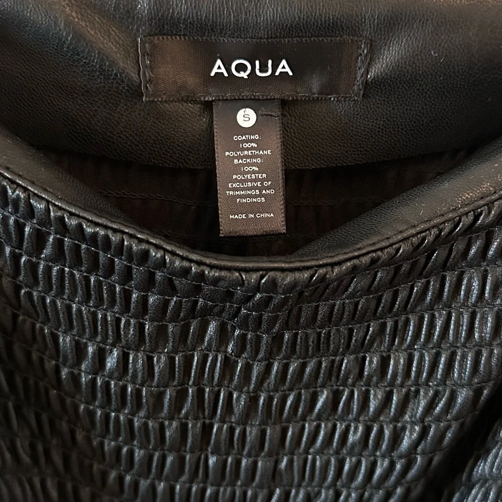NEW Aqua Black Leather Long Sleeve Top - Picture 4 of 5